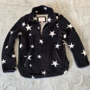 Cozy Sherpa‎ oversized black and white stars quarter zip pull over size small